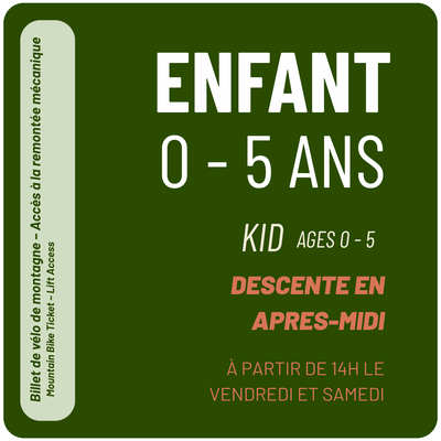 Afternoon Lift Ticket - Kid ages 0-5