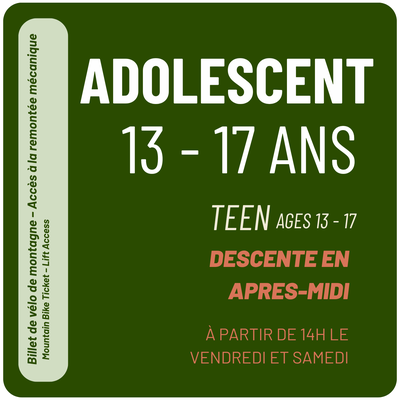 Afternoon Lift Ticket - Teen ages 13-17